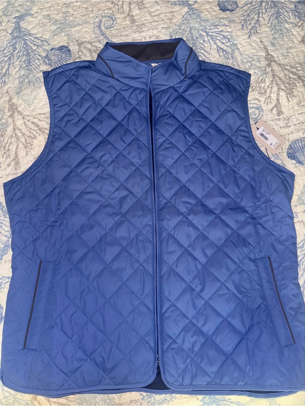 Peter Millar Quilted Royal Blue Zip Vest